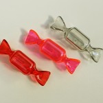 キャンディーのプラスチック小物入れ　赤・オペラピンク・グレー　ヴィンテージDeco