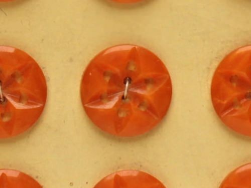 フランスアンティーク 氷のボタン オレンジ色