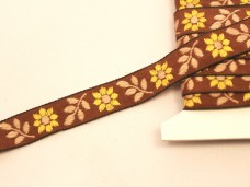 チェコ刺繍リボン 茶色 ブラウンのお花 アンティーク