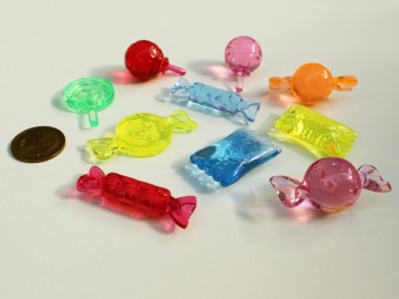 キャンディーのクリアなプラスチックパーツセット　ヴィンテージDeco