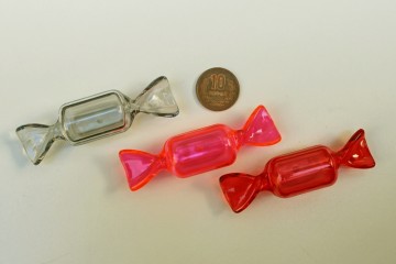 キャンディーのプラスチック小物入れ　赤・オペラピンク・グレー　ヴィンテージDeco