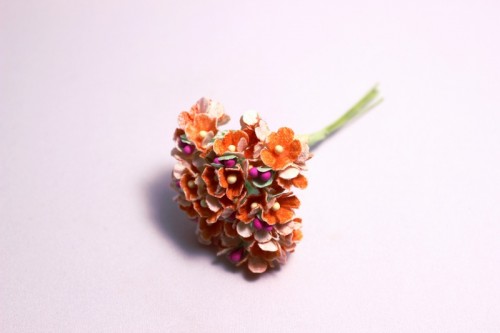 小花のブーケ 濃いオレンジの造花 ヴィンテージDeco