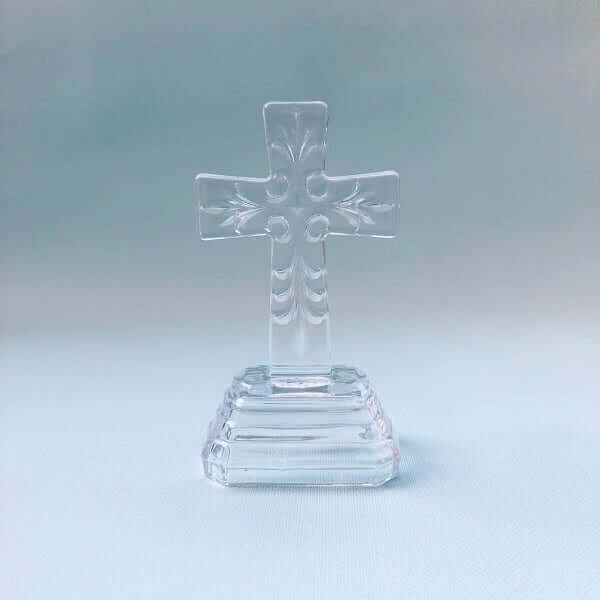アンティーク 十字架の飾り ガラス 0307
