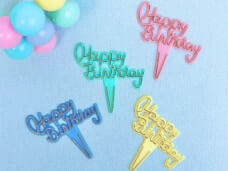 バースデーケーキピック 「Happy Birthday」 プラスチック ヴィンテージDeco