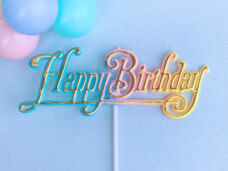 バースデーケーキピック「Happy Birthday」レインボーカラー ヴィンテージDeco